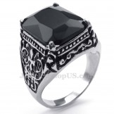 Titanium Ring with Black Zircon