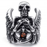Titanium Skull Ring with Wing