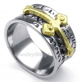 Titanium Gold Cross Ring