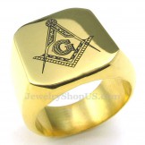 Gold Titanium Masonic Ring
