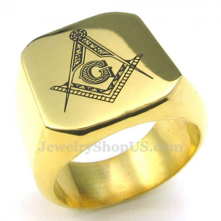 Gold Titanium Masonic Ring