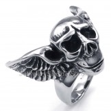 Titanium Skull Ring with Wings