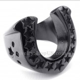 Five-pointed Star Black Titanium Horse's hoof Ring