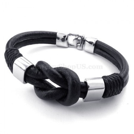 New Titanium Black Leather Bracelets