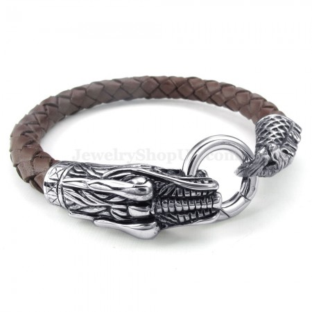 Good Sale Coffee Color Hand Woven Titanium Buckle Leather Bracelets