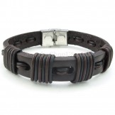 Fashion Hand Woven Brown Color Titanium Buckle Leather Bracelets