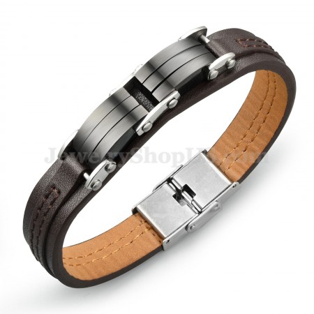 Classical Men's Titanium Leather Bracelet C963