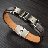 Classical Men's Titanium Leather Bracelet C963