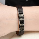 Classical Men's Titanium Leather Bracelet C963