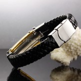 Men's Titanium Leather Cross Bracelet C918