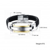 Men's Titanium Leather Cross Bracelet C918