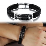 Exquisite Men's Titanium Leather Bracelet C896