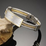 Gold Silver Men's Titanium Cross Bracelet N759