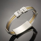 Gold Silver Men's Titanium Cross Bracelet N759