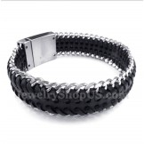 Men's Titanium Black Leather Bracelet