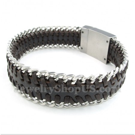 Men's Titanium Leather Bracelet