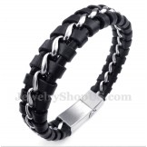 Men's Titanium Leather Bracelet