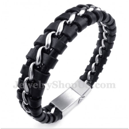 Men's Titanium Leather Bracelet