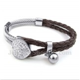 Men's Heart Shaped Leather Titanium Bracelet