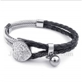 Men's Heart Shaped Leather Titanium Bracelet