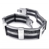 Men's Titanium Rubber Greek Meander Pattern Bracelet