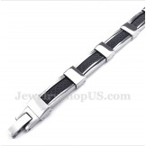 Men's Titanium Greek Meander Pattern Rubber Bracelet