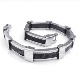 Men's Titanium Greek Meander Pattern Rubber Bracelet