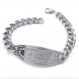 Men's Titanium Diamond Greek Meander Pattern Bracelet