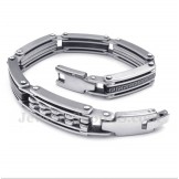 Men's Titanium Greek Meander Pattern Black Bracelet
