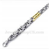 Men's Titanium Gold Cylinder Bracelet