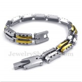 Men's Titanium Gold Serrated Bracelet