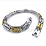 Men's Titanium Gold Serrated Bracelet