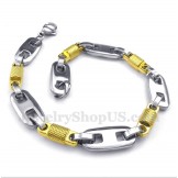 Men's Titanium Gold Cylinder Bracelet