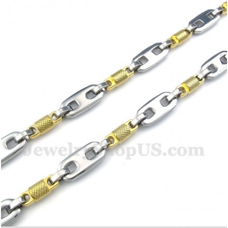 Men's Titanium Gold Cylinder Necklace