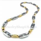 Men's Titanium Gold Cylinder Necklace