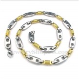 Men's Titanium Gold Cylinder Necklace