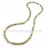 Men's Titanium Gold Hollow Cylinder Necklace