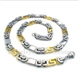 Men's Titanium Gold Greek Meander Pattern Necklace
