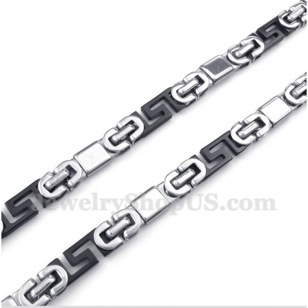 Men's Titanium Black Greek Meander Pattern Necklace