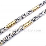 Men's Titanium Gold Cylinder Necklace