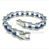 Men's Titanium Blue Rubber Bicycle Chain Bracelet