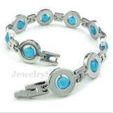 Men's Titanium Blue Round Beads Bracelet