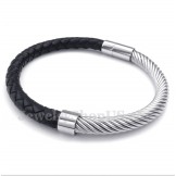 Men's Titanium Leather Bracelet