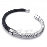 Men's Titanium Leather Bracelet
