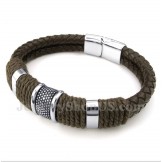 Men's Titanium Leather Bracelet