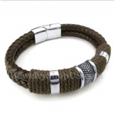Men's Titanium Leather Bracelet