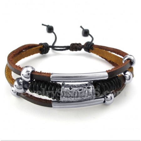 Men's Titanium Leather Bracelet