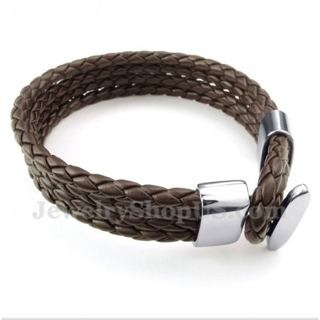 Men's Titanium Leather Bracelet
