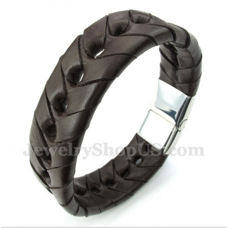 Men's Titanium Leather Bracelet