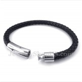 Men's Titanium Black Leather Bracelet